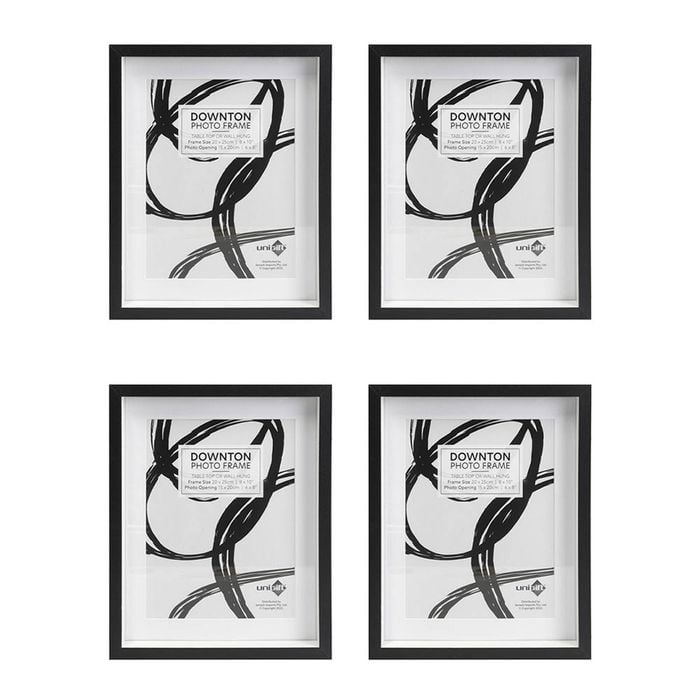 4PK Unigift Downton 20x25cm MDF/Glass Matt Picture Frame - Black