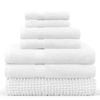 LINENOVA 7 Pieces Cotton Towels Bath Towel Hand Washer Face Cloth Bath Mat Set - White