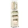 Costway 4-tier Folding Laundry Hamper W/hanging Bar 2 Basket 8 Hook