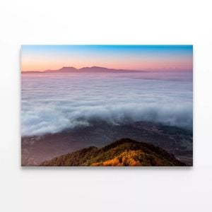 Foggy Dawn Mountains with Beach  Print 100% Australian Made 90 x 60cm  (Stretched)