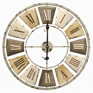 Salesbay 60cm Silent Wall Clock Rustic Vintage Roman Numeral Metal Retro Decor