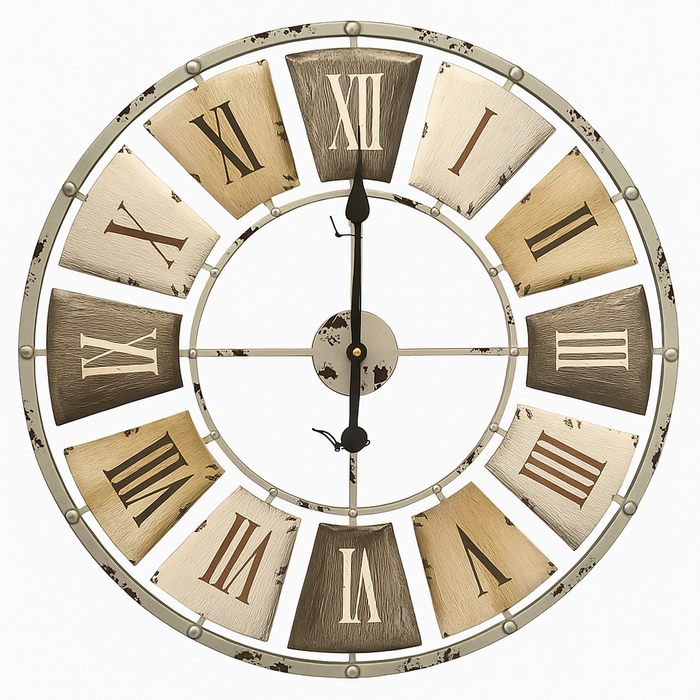 Salesbay 60cm Silent Wall Clock Rustic Vintage Roman Numeral Metal Retro Decor