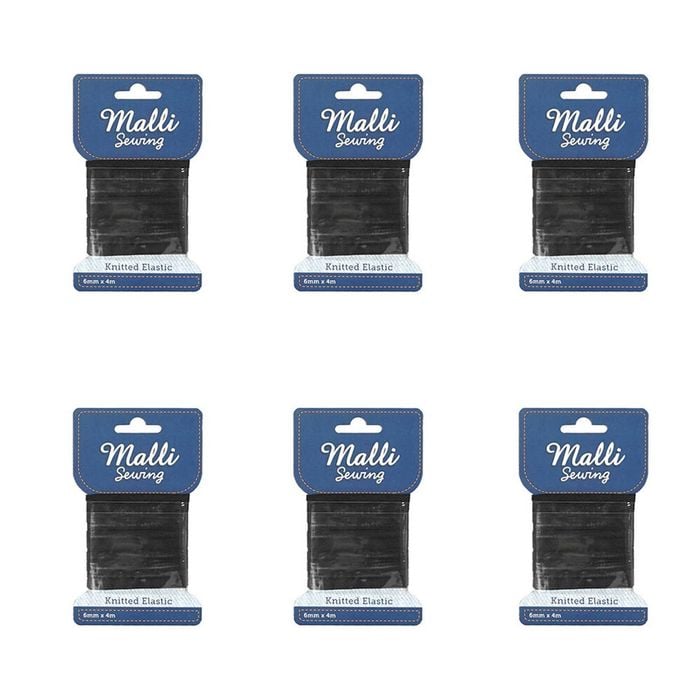 6pk Malli Sewing Soft Elastic Band Flexible Diy Sewing Cord 6mm X 4m Assorted