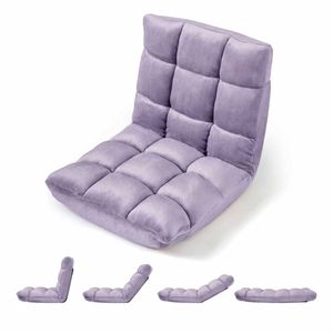 Costway Floor Chair 14position Adjustable Lazy Sofa Chaise Lounge Purple
