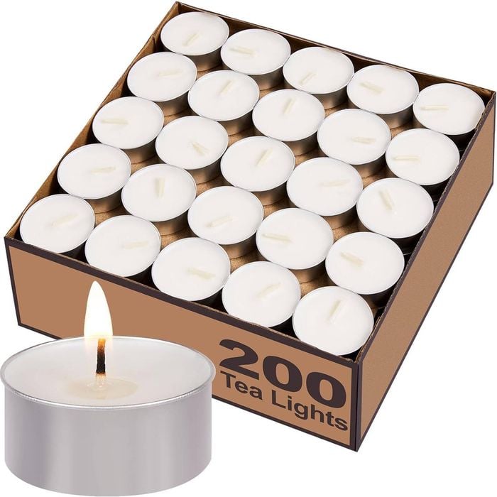 200pcs Tea Light Candles 9 Hour Burn Tealight Wedding Smokeless Crystal Wax Bulk