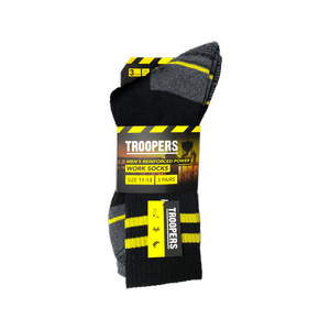 Troopers Size 11-13 Men Power Work Socks - 3 Pack