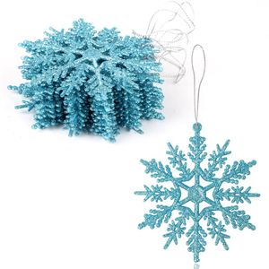 Catzon 12Pcs Christmas Snowflake Hanging Decor for Xmas Trees-Blue