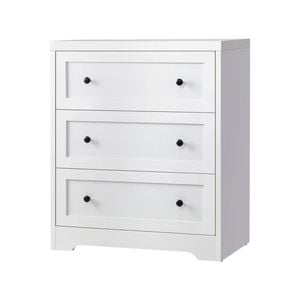 Oikiture 3 Chest of Drawers Bedside Table White