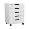 Artiss 5-Drawer Filing Cabinet Mobile Rolling Storage Cabinet Chest of Drawers Stand White