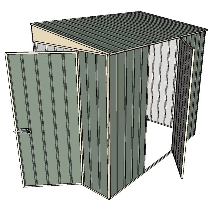 Build-A-Shed 1.2 x 2.3 x 2.0m Skillion Single Hinged Side Door Shed - Green