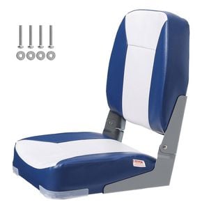 VEVOR Boat Seat White and Blue with Thickened Sponge Padding and Hinge for Fishing