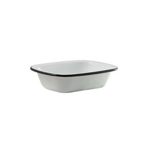 Urban Style Enamelware 20cm Pie Dish w/ Black Rim - White