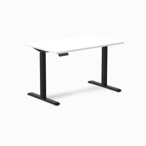Desky Single Sit Stand White Desk 120 X 75cm Black Frame