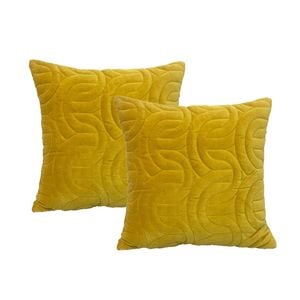2pc Cloud Linen Roma Velvet/feather 50cm Embroidered Cushion Square Gold