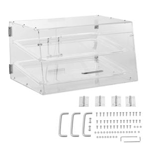 VEVOR Pastry Display Case 2-Tier Acrylic with Rear Door Access & Removable Shelves for Donut Bagels Cake Cookie