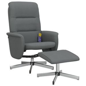 vidaXL Massage Recliner Chair with Footstool Single Sofa Dark Grey Fabric
