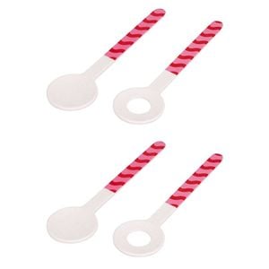 2x 2pc Splosh Summer Waves Bamboo Melamine Salad Servers 28cm Spoon/Fork Pink