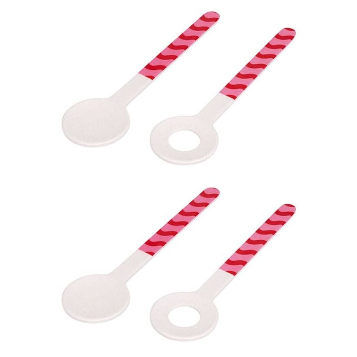 2x 2pc Splosh Summer Waves Bamboo Melamine Salad Servers 28cm Spoon/Fork Pink