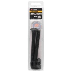 Zenith M12 x 120mm Black Cup Head Bolt - 2 Pack