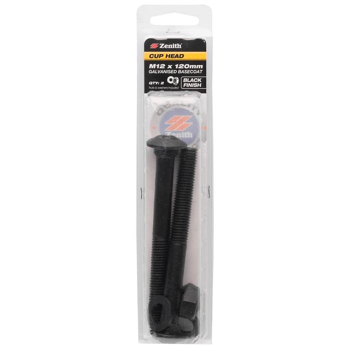 Zenith M12 x 120mm Black Cup Head Bolt - 2 Pack