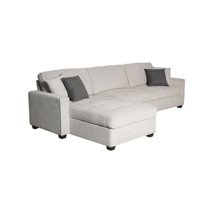 Corner Sofa Chaise Polyester Fabric Multilayer Two Pillows Individual Pocket Spring