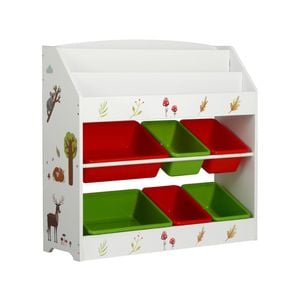 Keezi Kids Bookshelf Children Bookcase 6 Bins Toy Storage