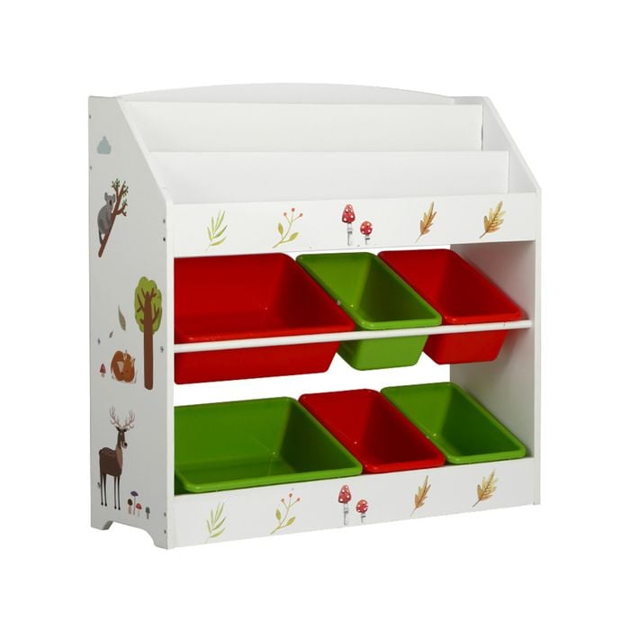 Keezi Kids Bookshelf Children Bookcase 6 Bins Toy Storage