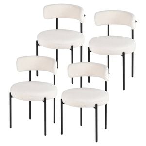 Ufurniture Dining Chairs Set of 4 Thick Cushions Seat Kitchen Chairs Reading Chair Cafe Chair White