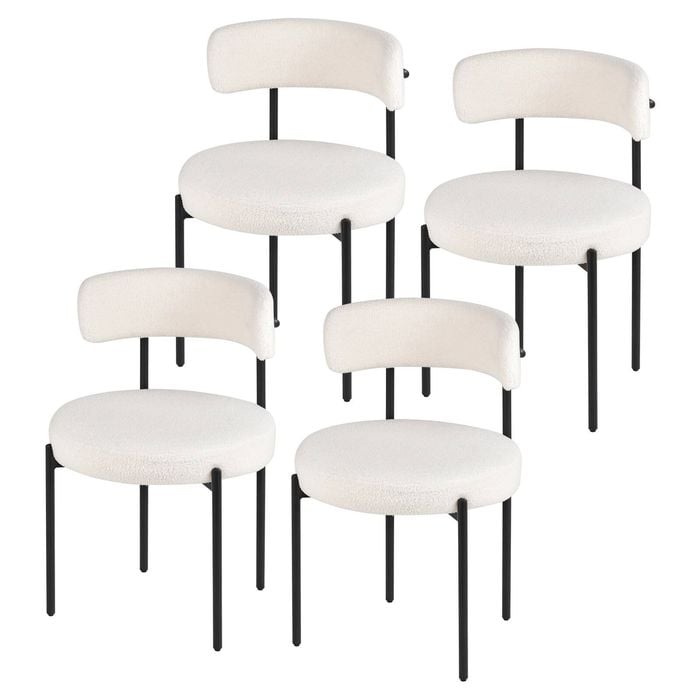 Ufurniture Dining Chairs Set of 4 Thick Cushions Seat Kitchen Chairs Reading Chair Cafe Chair White