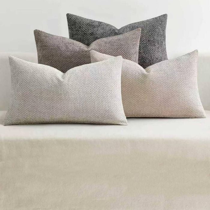 Gioia Casa 4-Pack Chenille Grid Cushion Covers 30cm x 50cm - Mixed Grey