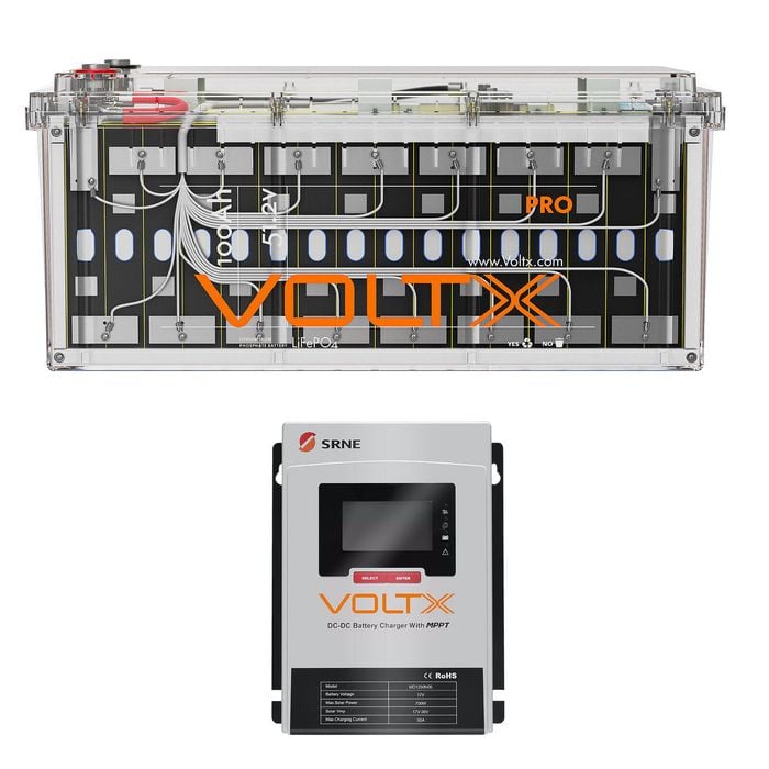 Voltx 48v 100ah Lithium Battery + 50a Dc Charger Kit - 5120wh Off-grid Power System