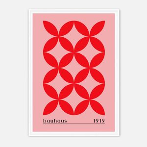 Galrie Bauhaus 1919 Geometric Red Art Print - Vintage Style Home Decor, White Frame, A2 42 x 60cm (16 x 24inch)