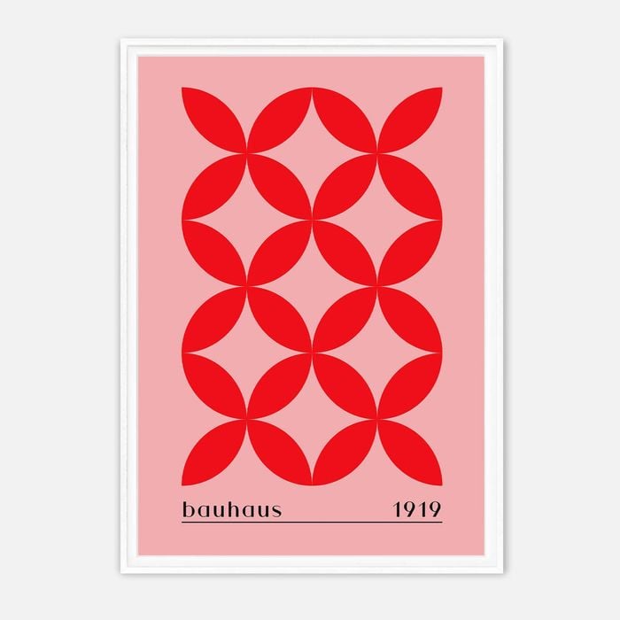 Galrie Bauhaus 1919 Geometric Red Art Print - Vintage Style Home Decor, White Frame, A2 42 x 60cm (16 x 24inch)