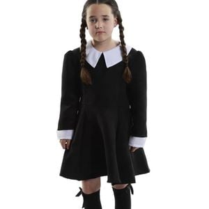 Gothic Haunted Child Girls Wednesday Halloween Costume - Large