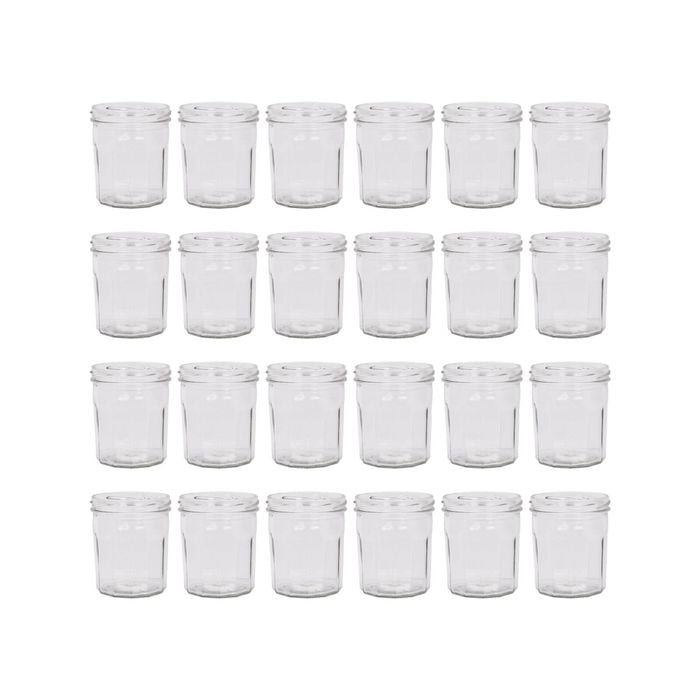Argon Tableware 250ml Glass Jam Jars With No Lids - Set Of 24 Empty Screw Top Kitchen Storage Preserving Jar