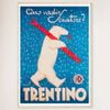 Galrie Trentino Polar Bear Vintage Ski Advertising Poster for Home Decor, Wood Frame, A2 42 x 60cm (16 x 24inch)