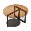 P&P Amber And Black Round Coffee Table With Glass Top And Sintered Stone Lower Shelf
