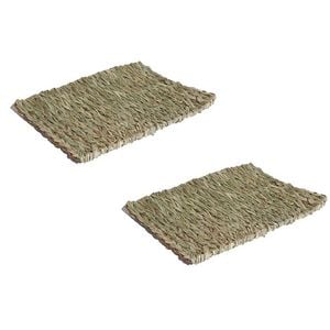 2PK Rosewood 38.5cm Chill 'N' Scratch Hand Woven Hamster/Rabbit Pet Mat XL Natural
