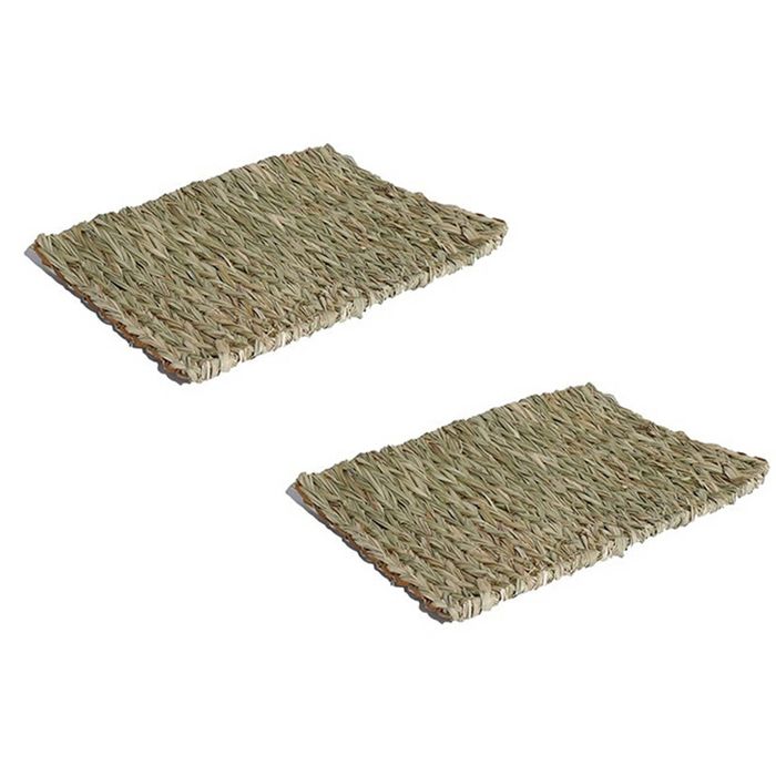 2PK Rosewood 38.5cm Chill 'N' Scratch Hand Woven Hamster/Rabbit Pet Mat XL Natural