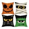 Catzon 4 Pcs Scary Throw Pillow Covers Linen Cushion Case for Decor 50X50cm