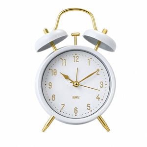 Clevinger 16cm White Gold Twin Bell Analogue Bedside Alarm Clock