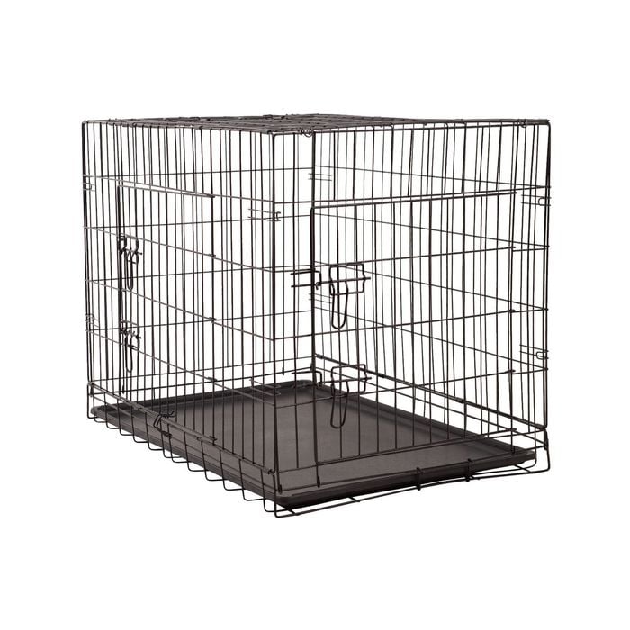 4Paws Dog Cage Pet Crate Cat Puppy Metal Cage ABS Tray Foldable Portable 48 Black