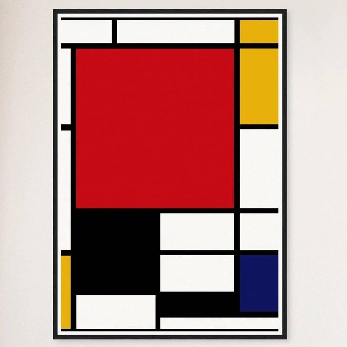Galrie Piet Mondrian Large Composition Art Print With Bold Red, Yellow, Black, and Blue, Black Frame, 50 x 70cm (20 x 28inch)