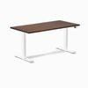 Desky Dual Red Walnut Rubberwood Sit Stand Desk 150x75cm White Frame Leg
