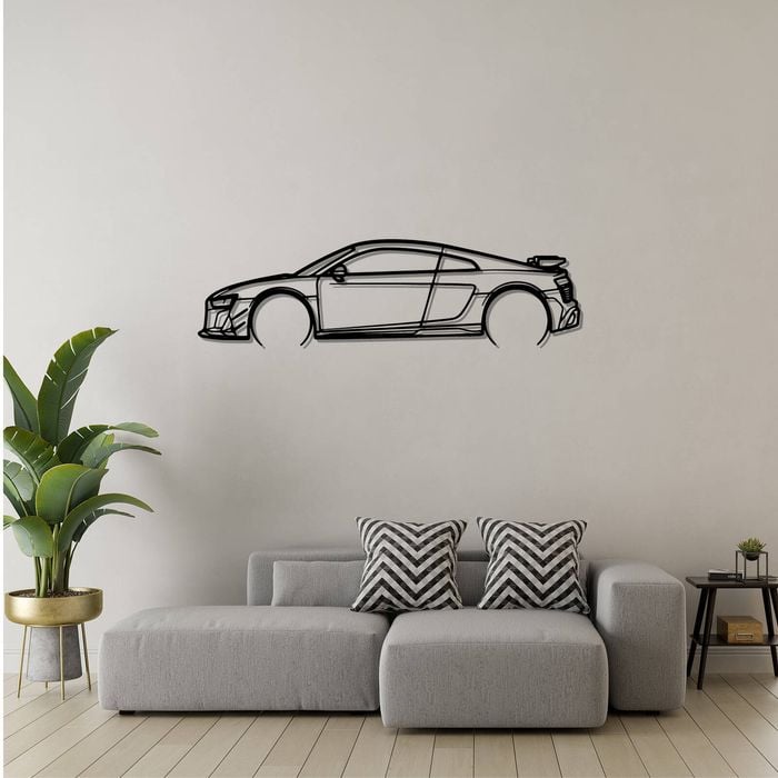 Ignite Laser Audi R8 V10 Coupe Silhouette Metal Wall Art Rustic Metal 23.6inch/60cm