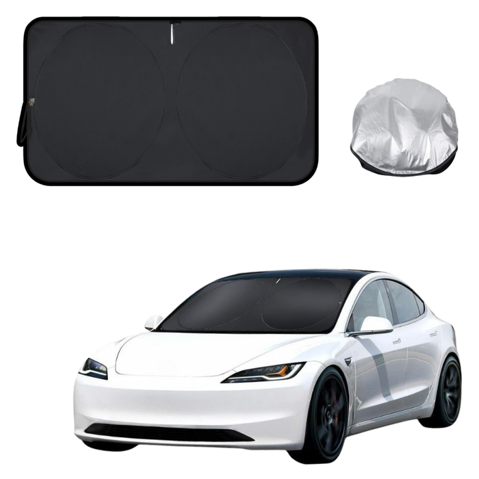 Front Windscreen Sun Shade for Tesla Model 3 2024 - Current (Highlander) - Standard 150 x 85 cm - Black