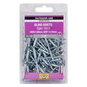 Otter 4.8 x 12.7mm Open Steel Blind Rivets - 100 Pack