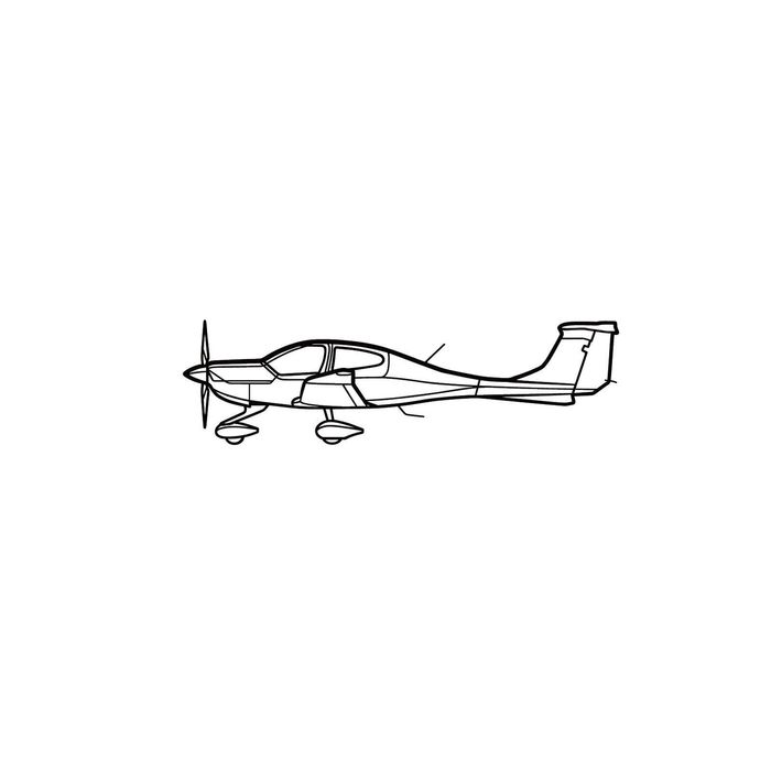 Ignite Laser Diamond DA40 - Four-Seat Light Aircraft Silhouette Metal Wall Art Rustic Metal 23.6 inch - 60 cm