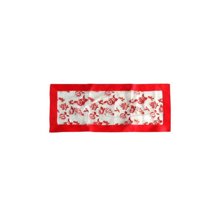 Red Rosie Sheer Organza Glitter Table Runner 40 x 90 cm Red