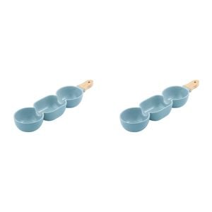 2PK Ladelle Alto Serve & Share Pale Blue 3 Part Stick Snack Serving Platter
